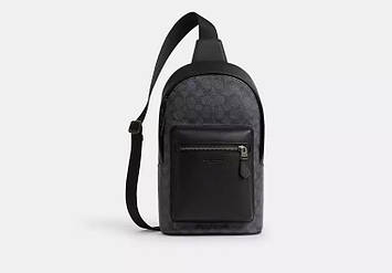 Чоловіча сумка Coach West Pack In Signature Canvas (сіра) ОРИГІНАЛ