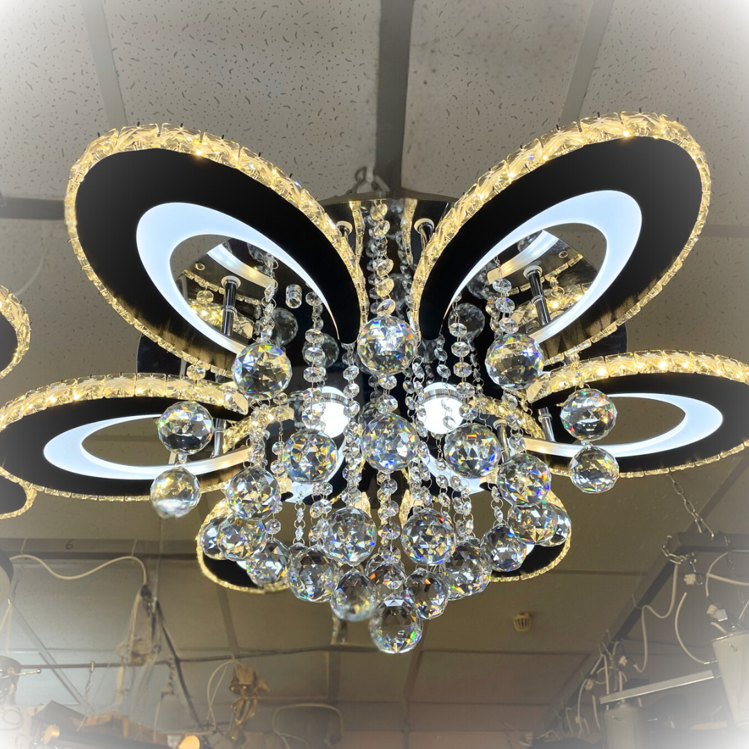 Люстра світлодіодна з пультом F+Light 234W до 40 м² колір Чорний + Хром FP-23504-6-3, фото 1