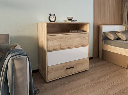 Комод Mito MI4 Accord, колір дуб ендгрейн/дуб ендгрейн, білий, лате, фото 1