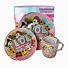 Дитячий набір скляного посуду для годування Лол (Lol) фіолетовий 5 предметів Metr+, фото 2