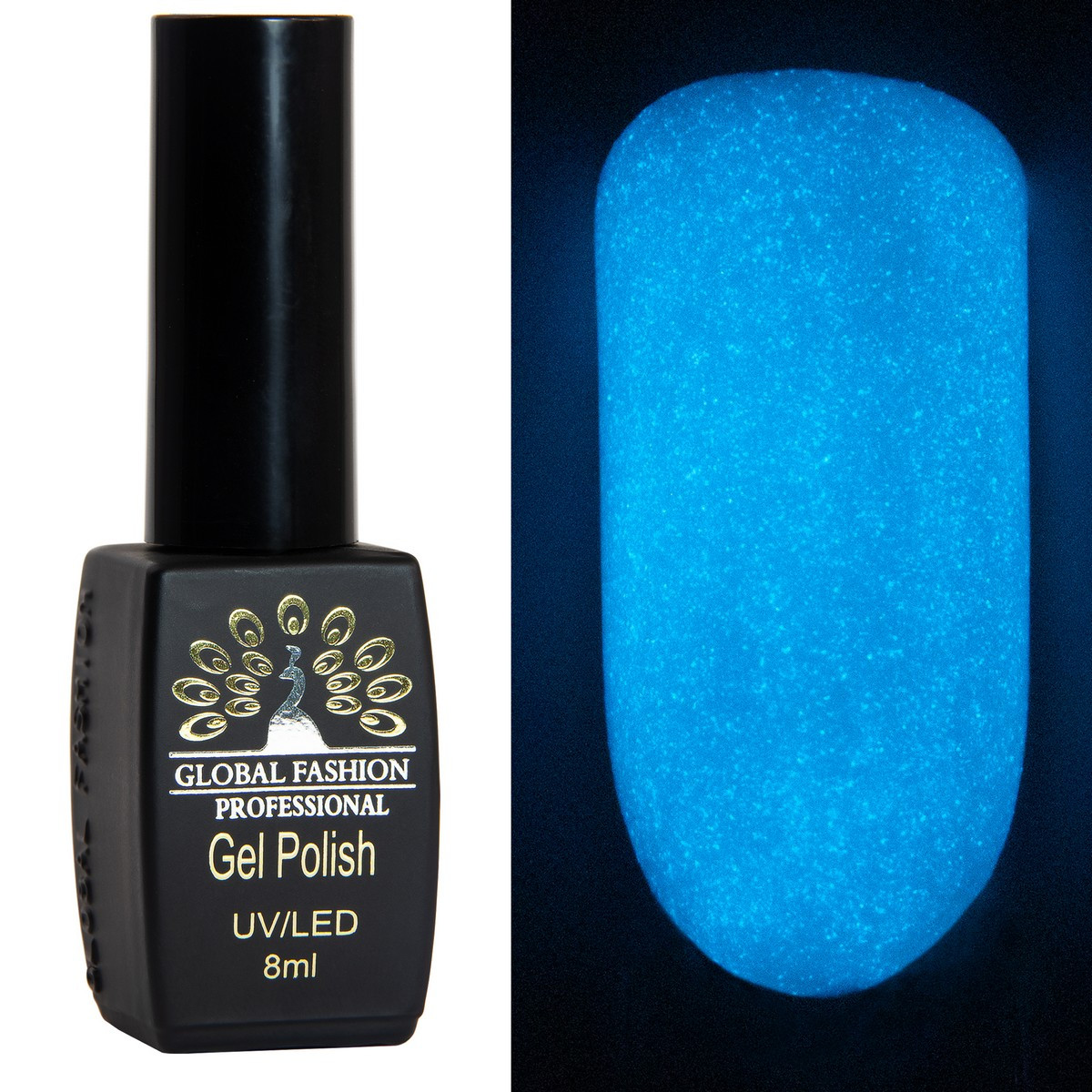 Гель-лак Luminous Global Fashion 8 мл, що світиться у темряві,  Luminous Blue Light