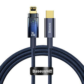 Кабель для айфон з автовимкненням Lightning Type-C 20 Вт 1 м синій Baseus Explorer Series CATS000003