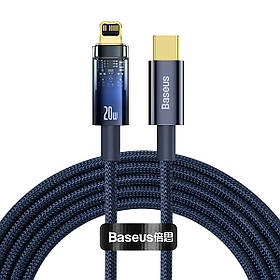 Кабель для айфон з автовимкненням Lightning Type-C 20 Вт 2 м синій Baseus Explorer Series CATS000103