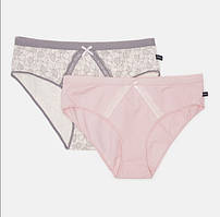 Жіночі трусики із середньою посадкою Key рожевий та сірий 2 шт LPN 641 B22 S mix принт