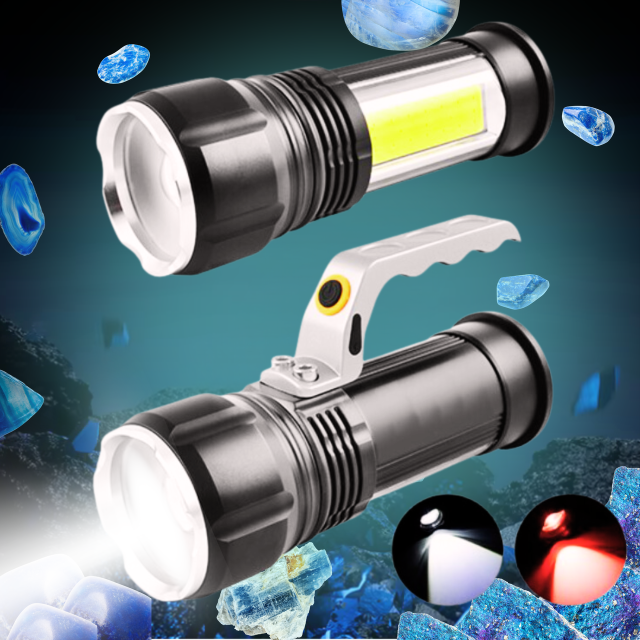 Ліхтар переносний акумуляторний професійний ліхтарик Police S912 з червоним світлом 3 режими