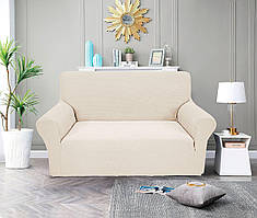 Чохол на диван двомісний (2-місний) універсальний трикотажний Love You Corn Fleece айворі (81188)