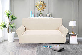 Чохол на диван тримісний (3-місний) універсальний трикотажний Love You Corn Fleece айворі (81183)