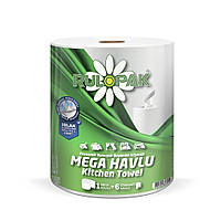 Рушники паперові 120 м/рул, 500відр, 2-х шарові Mega, 19х24см, з перфорацією білі, Rulopak