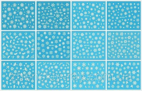 3D-наклейки для нігтів "Сніжинки білі"