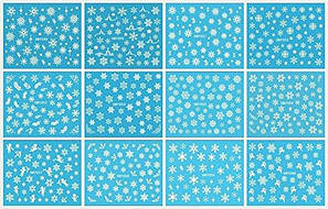 3D-наклейки для нігтів "Сніжинки білі", фото 1