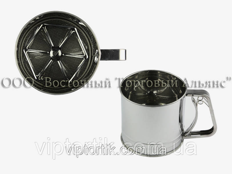 Кухоль-сито для просіювання борошна великий — 10 х 12 см, фото 1