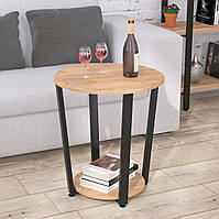 Журнальний кавовий вуличний столик лофт D-50 Loft Design Дуб Крафт Золотий