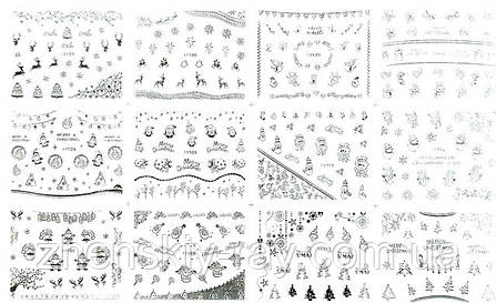 3D наклейки для нігтів "Сніжинки білі", фото 1