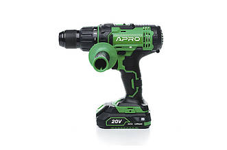 Аккумуляторний шуруповерт Apro 20HD з ударним режимом і швидкозажимним патроном, артикул 895032