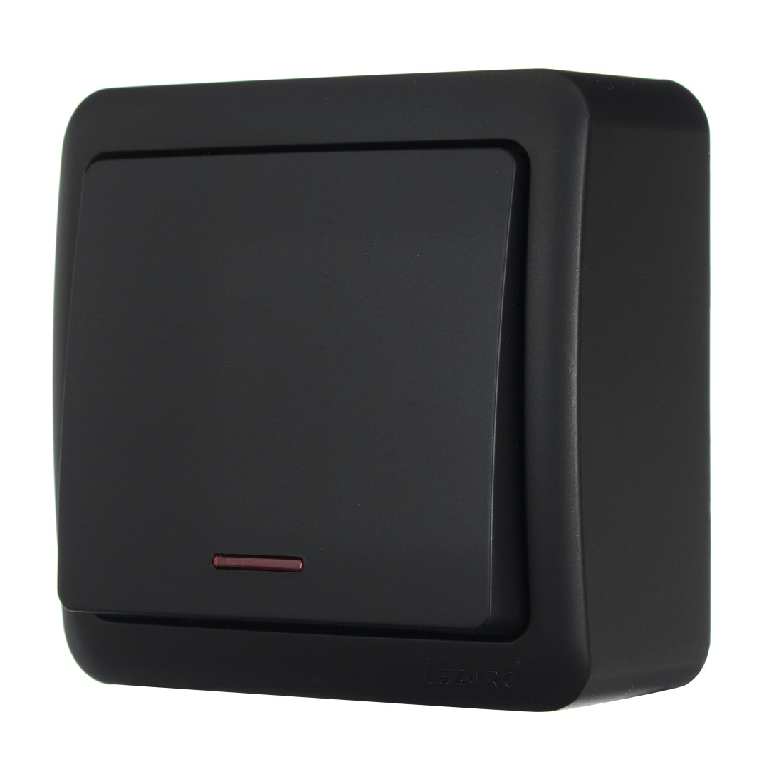 Вимикач одноклавішний з підсвіткою антрацит LEZARD VIOLA, фото 1