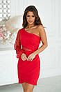 Вечірня коротка червона сукня з сіткою з паєтками, фото 5