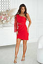Вечірня коротка червона сукня з сіткою з паєтками, фото 7