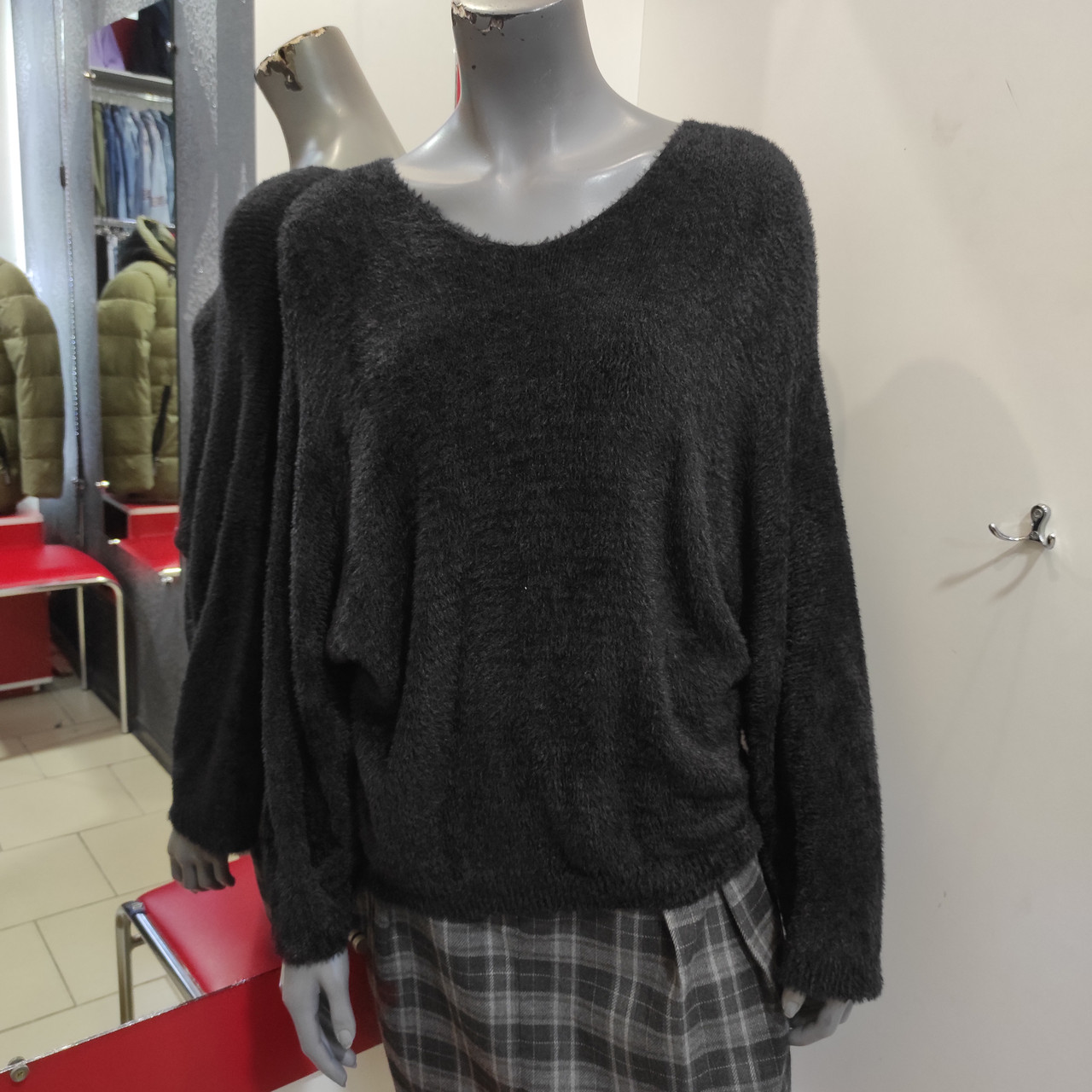 Джемер жіночий светр травка м'який з мисом 44-48 чорний, фото 1