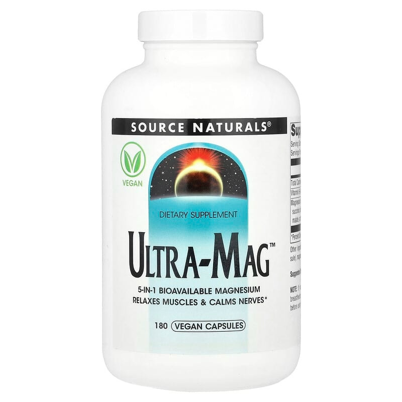 Ультра-Маг Source Naturals Ultra-Mag комплекс магнію 180 веганських капсул, фото 1