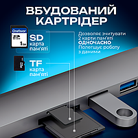 Адаптер 6в1, usb хаб для ноутбука: 4K HDMI+USB3.0*2+SD/TF Card Reader+PD Female (Hub-6/1), фото 8
