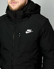 Куртка зимова Nike чорна тепла спортивна куртка Найк пуховик з капюшоном, фото 5