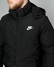 Куртка зимова Nike чорна тепла спортивна куртка Найк пуховик з капюшоном, фото 6