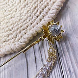 Металева японська шпилька для волосся зі світлодіодом "Кандзасі" з підвісом, фото 2