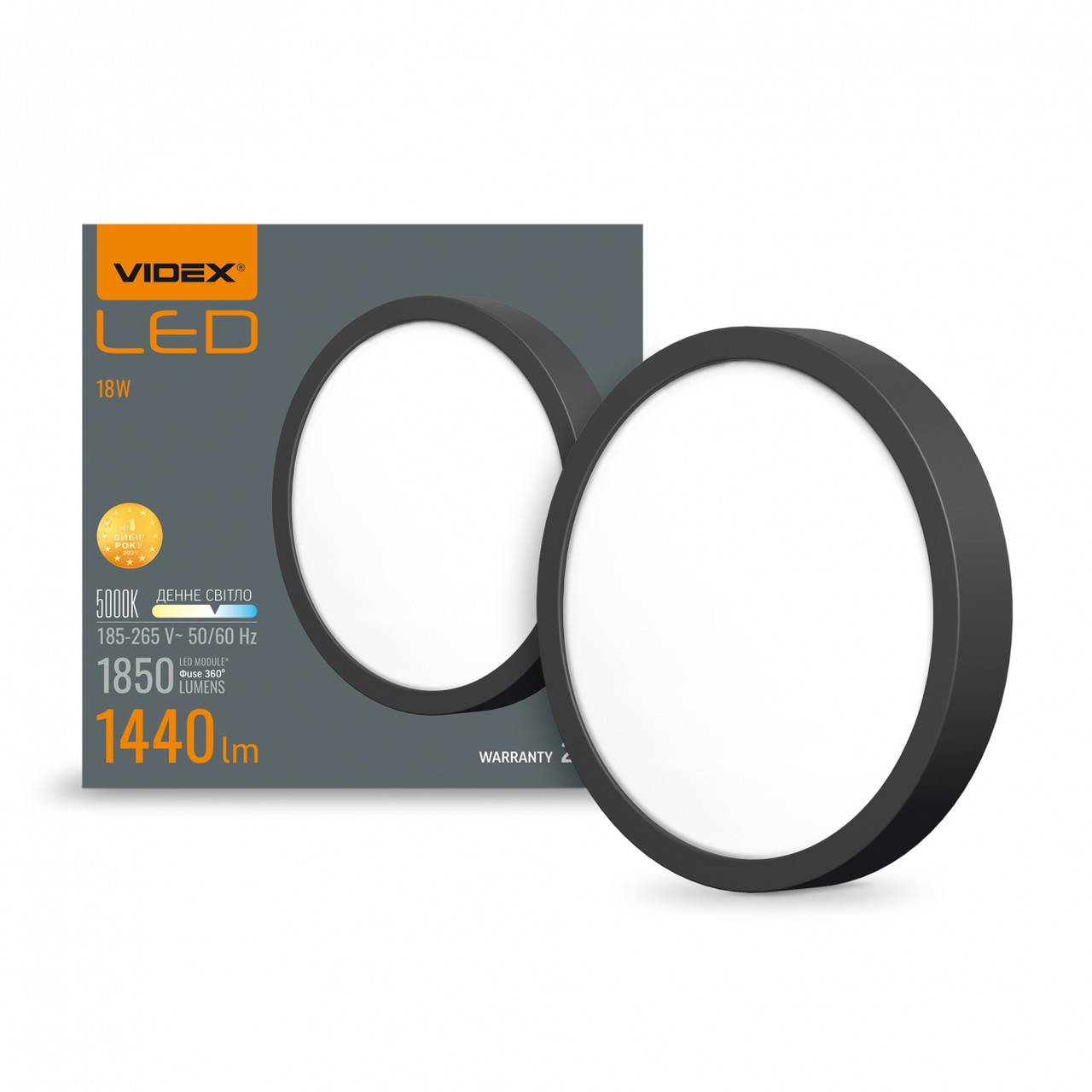 Стельовий LED світильник VIDEX круглий |18W, 5000K, 220V| Чорний VL-DLRS-185B