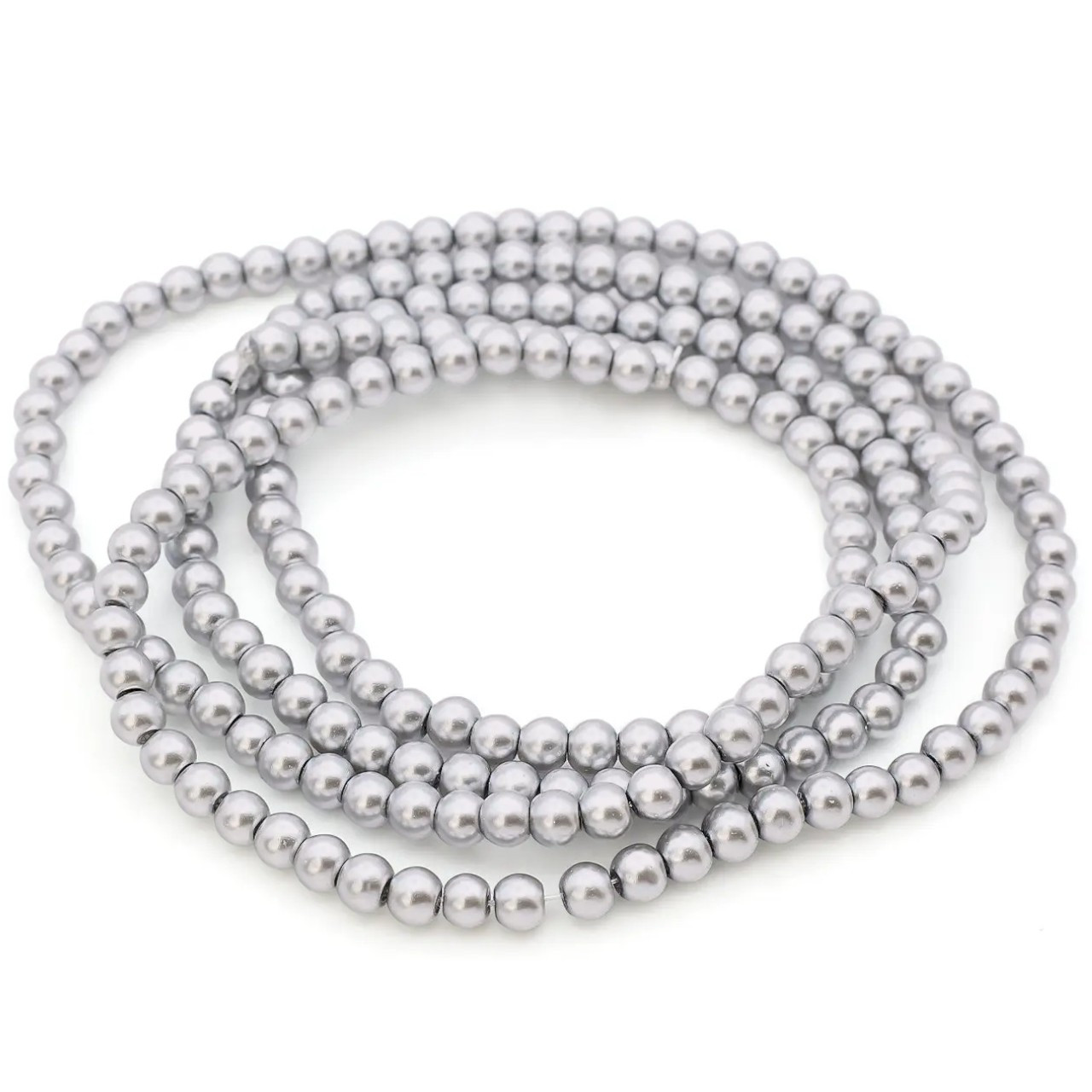 Намистини скло під перли 10 мм Платиновий нитка 80 см, фото 1