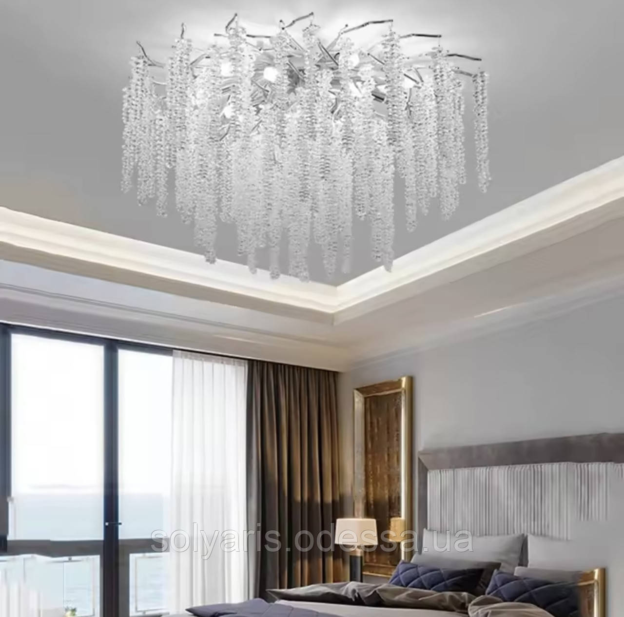 Люстра сучасна Гліцинія 80 см стельова 22505 срібло, фото 1