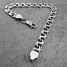 Срібний браслет чоловічий на руку. Чоловічий срібний браслет бісмарк плоский. 23,5 см, фото 7