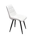 Стілець Alabama м'який білий шкірозамінник на чорних металевих ногах, фото 3