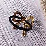 Резинка для волосся в корейському стилі з металевим бантом, фото 2