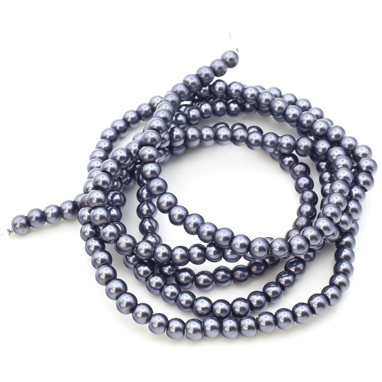 Намистини скло під перли Куля 3 мм ±210 шт. 62 см 60 Чорний, фото 1