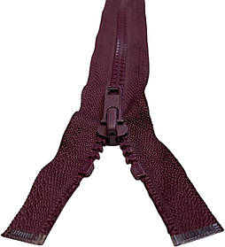 Блискавка готова текстильна з пластмасовими тракторними зубчиками №5, довжина 80 см; Бордового кольору
