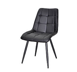 Стілець Alabama м'який чорний шкірозамінник на чорних металевих ногах