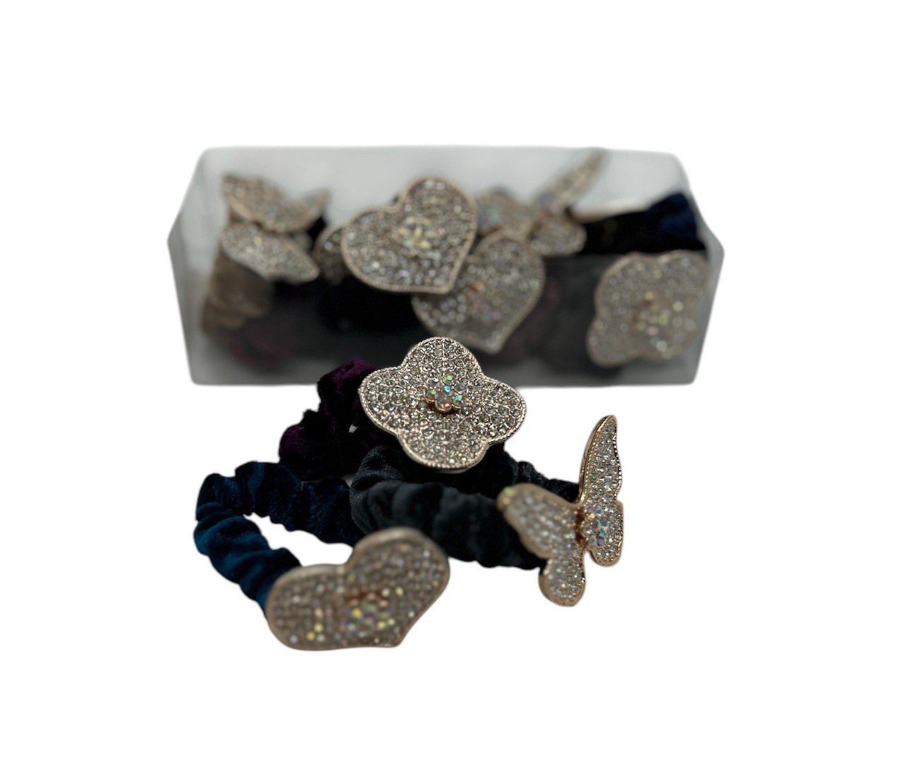 Велюрова резинка з камінням, фото 1