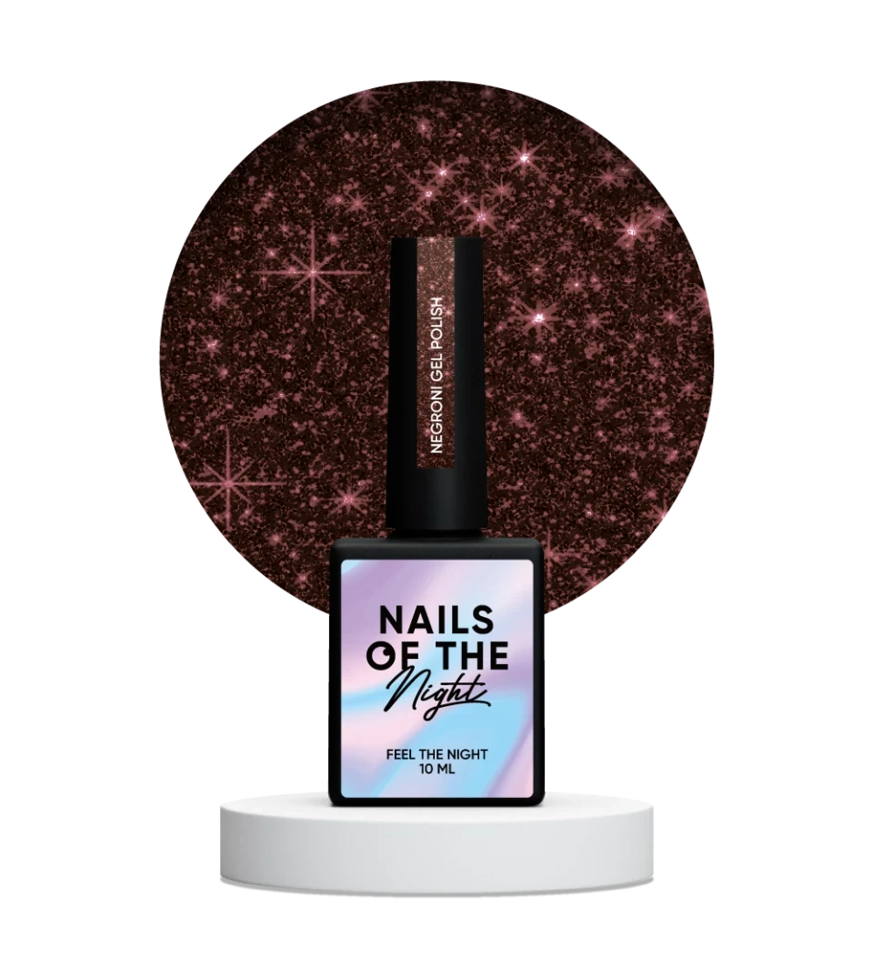 Nailsofthenight Negroni gel polish – темно-бордовий світловідбиваючий гель-лак для нігтів, 10 мл