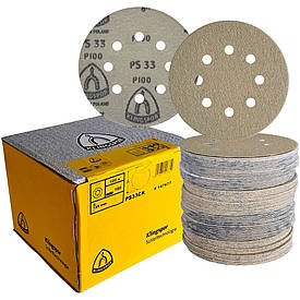 Абразивні диски P100 d125мм на папері з липучкою Velcro Klingspor PS 33 CK 100шт.