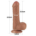 Фалоімітатор з мошонкою 7'' SLIDING SKIN DUAL LAYER DONG BROWN, фото 2