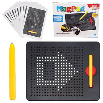 Магнітна дошка для малювання 380 магнітів (10 карток), 21,5х18см / Магнітний планшет мозаїка з кульками