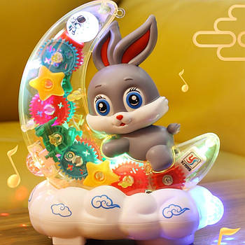 Дитячий музичний нічник Зайка на Місяці 19,3х15,2х9,6см, від батарейок, Moon Rabbit / Дитячий світильник-нічник