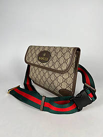 Шкіряна коричнева чоловіча сумка бананка Gucci