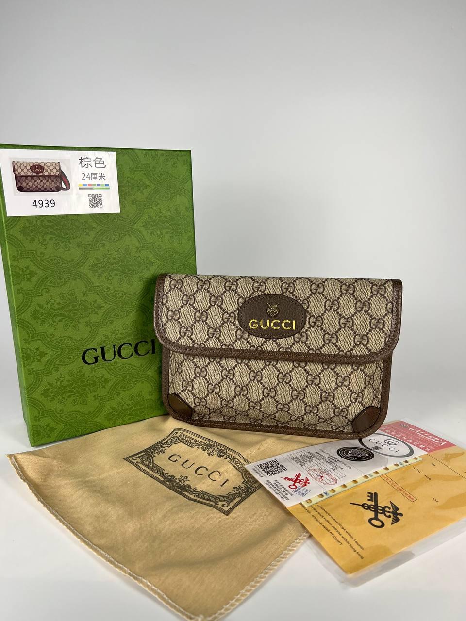 Шкіряна коричнева чоловіча сумка бананка Gucci, фото 1