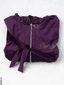 2520-12 Халат жіночий на блискавці з поясом велюр батал (3 од: 52-54,56-58,60-62)