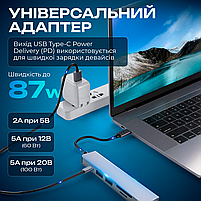 Адаптер 6в1, usb хаб для ноутбука: 4K HDMI+USB3.0*2+SD/TF Card Reader+PD Female (Hub-6/1), фото 6