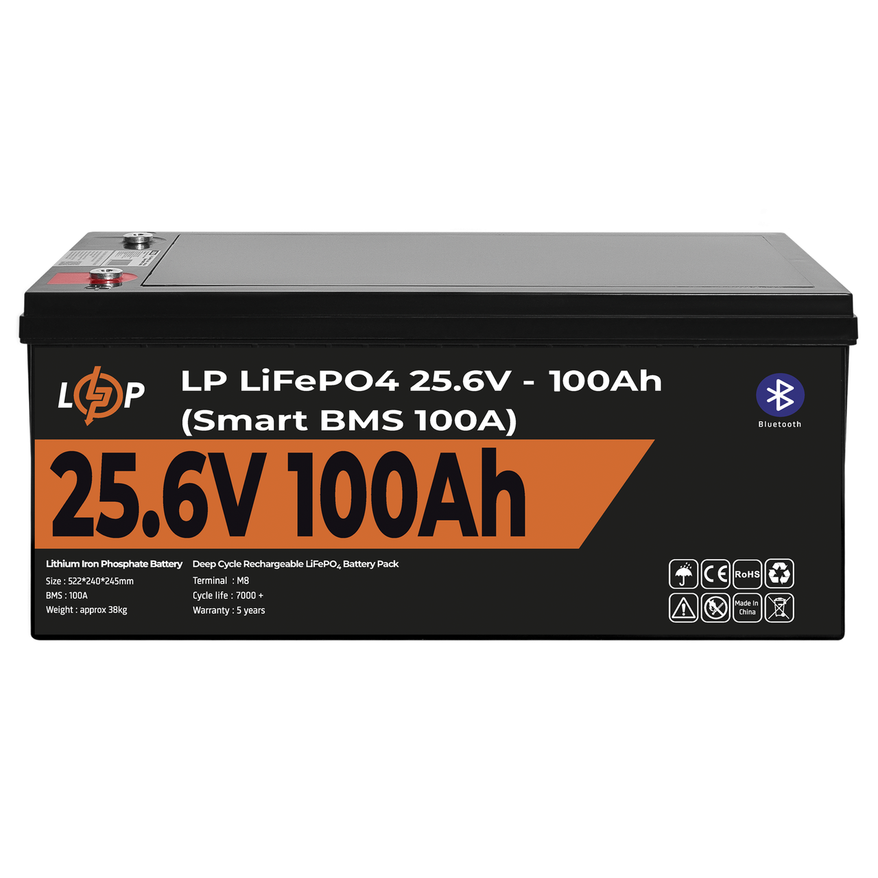 Акумулятор LiFePO4 24 V 100 Ah 2560 Wh Smart BMS Bluetooth для систем живлення і сонячних станцій