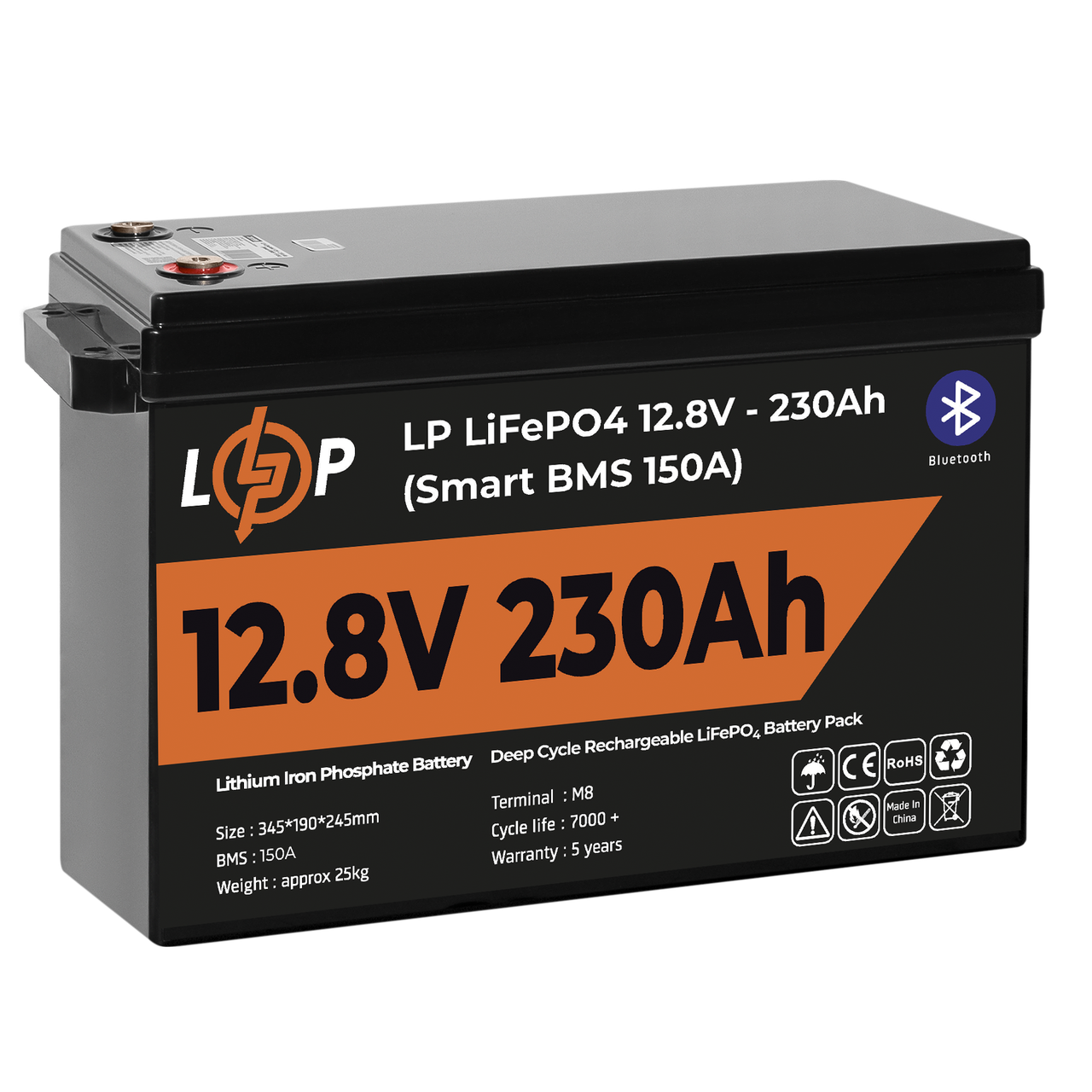 Акумулятор LiFePO4 12 V 230 Ah 2944Wh Smart BMS Bluetooth для резервного живлення сонячних станцій і, фото 1