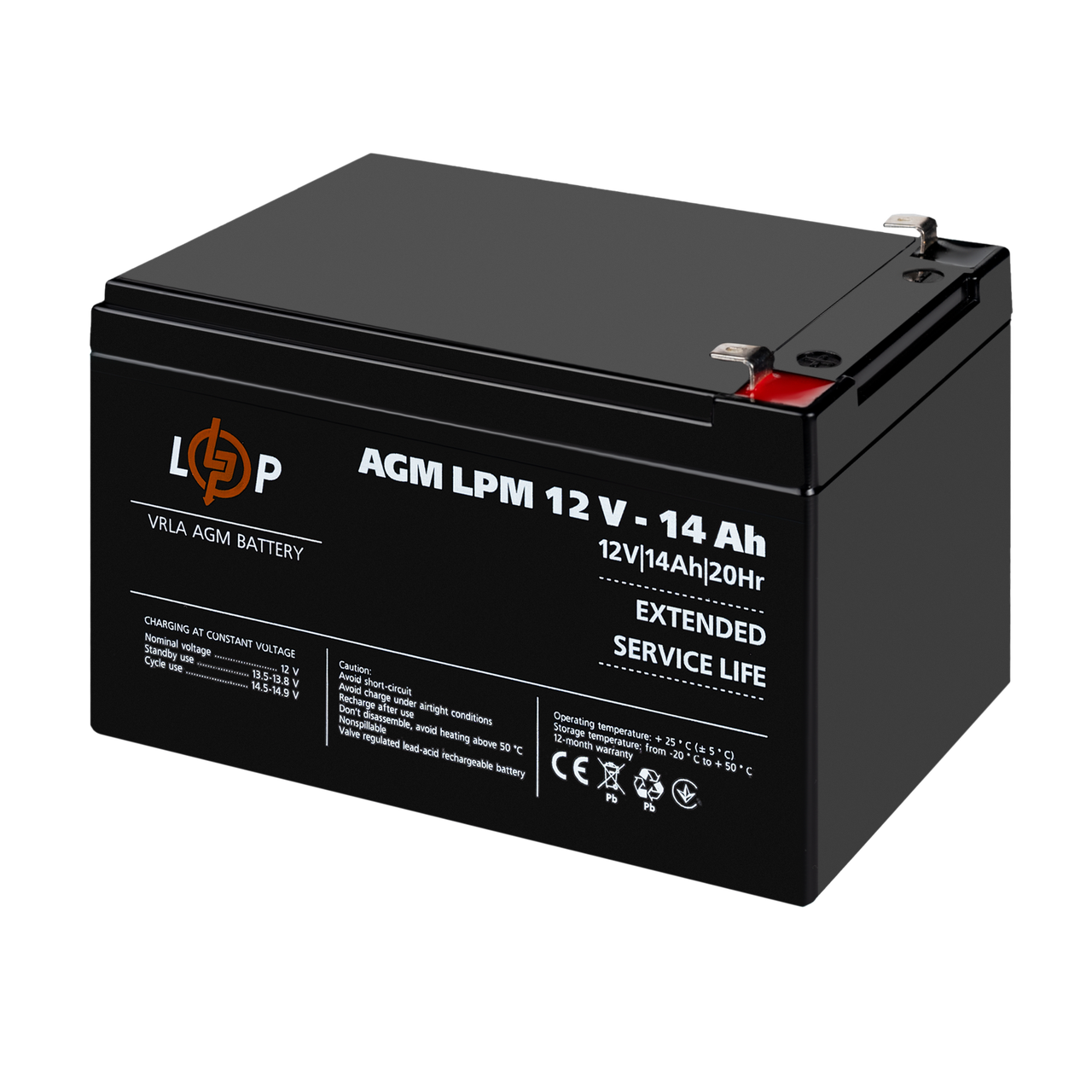 Акумулятор AGM 12 V 14 Ah для ДБЖ сонячних батарей сигналізації герметичний олив'яно-кислотний без, фото 1