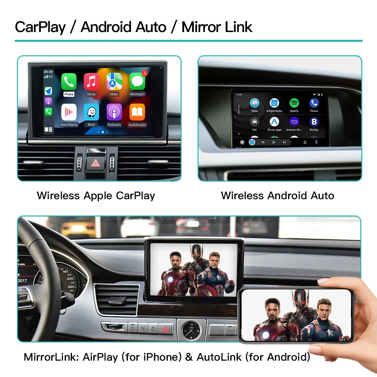 アクセサリー car play Fo r Audi A3 2013-2018 Audi a3 8v 2013-2018 беспроводные carplay android